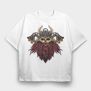 Steampunk Viking Skull, Tricou Oversize Barbati (Unisex)