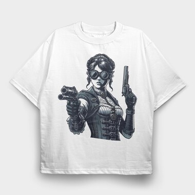 Steampunk Woman, Tricou Oversize Barbati (Unisex)