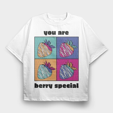 Strawberry Pop Art Berry Special Quote, Tricou Oversize Barbati (Unisex)