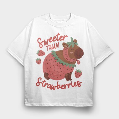 Strawberry Sweet Capybara 03, Tricou Oversize Barbati (Unisex)