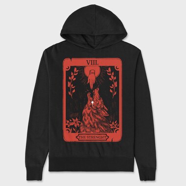 Strength Tarot Wolf Card Muakata, Hanorac Oversize Barbati (Unisex)