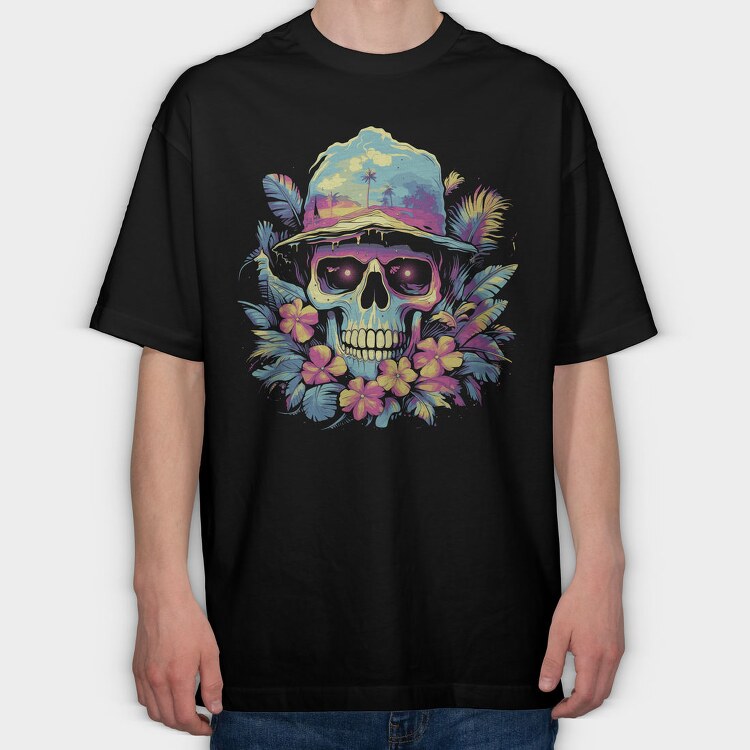 Summer Skull Halloween, Tricou Oversize Barbati (Unisex)