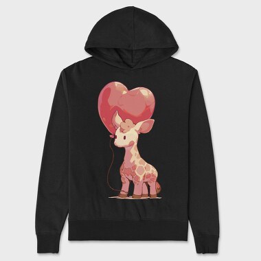 Giraffe With Heart Balloon Baby Hearth, Hanorac Oversize Barbati (Unisex)
