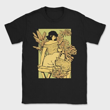 Girl And Cat, Tricou Barbati (Unisex)