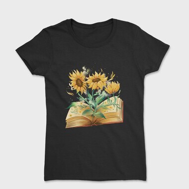 Sunflowers Coming Out Of Book Watercolor, Tricou Femei