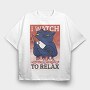 Black Cat With Bloody Knife I Watch Murder Documentaries To Relax, Tricou Oversize Barbati (Unisex)
