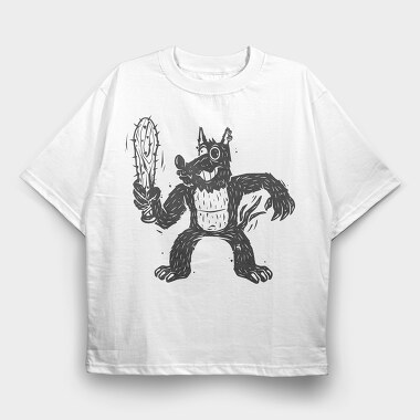 Black Dog With Bat Crazy Baseball Bat, Tricou Oversize Barbati (Unisex)