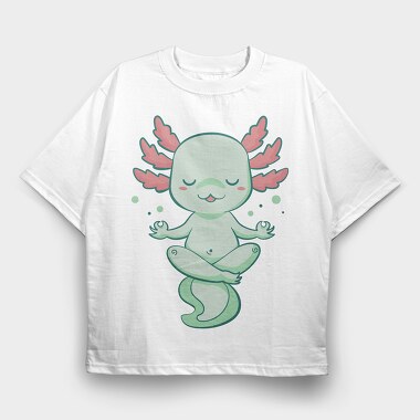 Kawaii Axolotl Meditating, Tricou Oversize Barbati (Unisex)