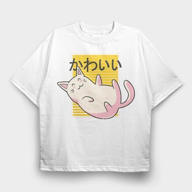 Kawaii Cat, Tricou Oversize Barbati (Unisex)