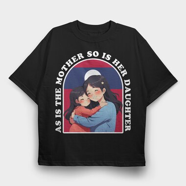 Kawaii Mother And Daughter Laos, Tricou Oversize Barbati (Unisex)