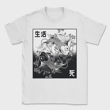 Koi Yin Yang Life Death Hand Drawn, Tricou Barbati (Unisex)