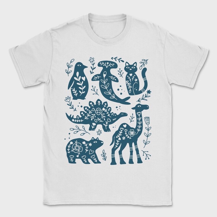 Blue Animals Cut Out Scandinavian Art, Tricou Barbati (Unisex)