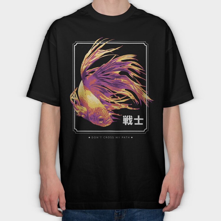 Koi Fish Sea Animal Swimming Betta Minimal, Tricou Oversize Barbati (Unisex)