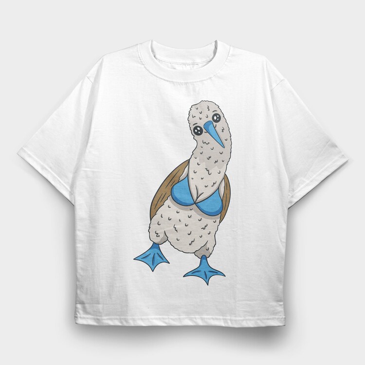 Blue Footed Booby Bird, Tricou Oversize Barbati (Unisex)