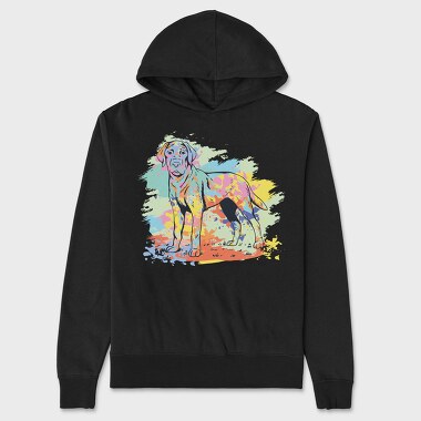 Labrador Retriever Watercolor, Hanorac Oversize Barbati (Unisex)