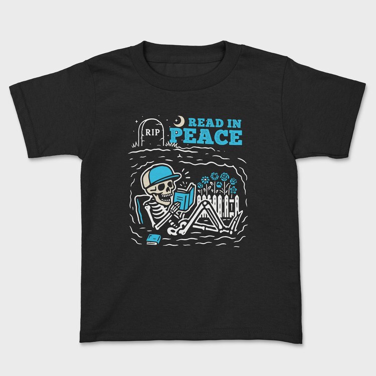 Book Lover Skeleton Humor Read In Peace, Tricou Copii