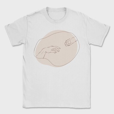 Hand And Cat Animal Paw Creation Moment, Tricou Barbati (Unisex)