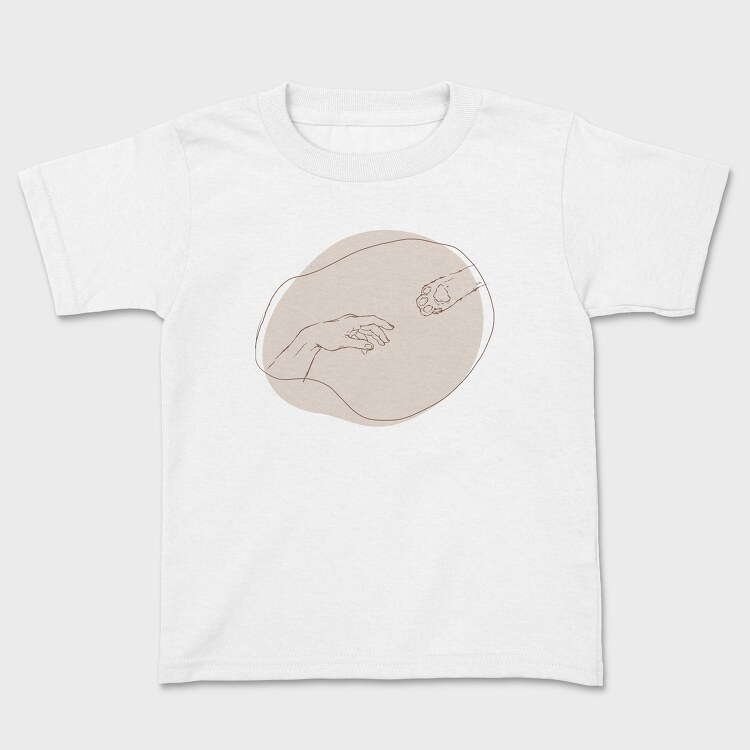 Hand And Cat Animal Paw Creation Moment, Tricou Copii