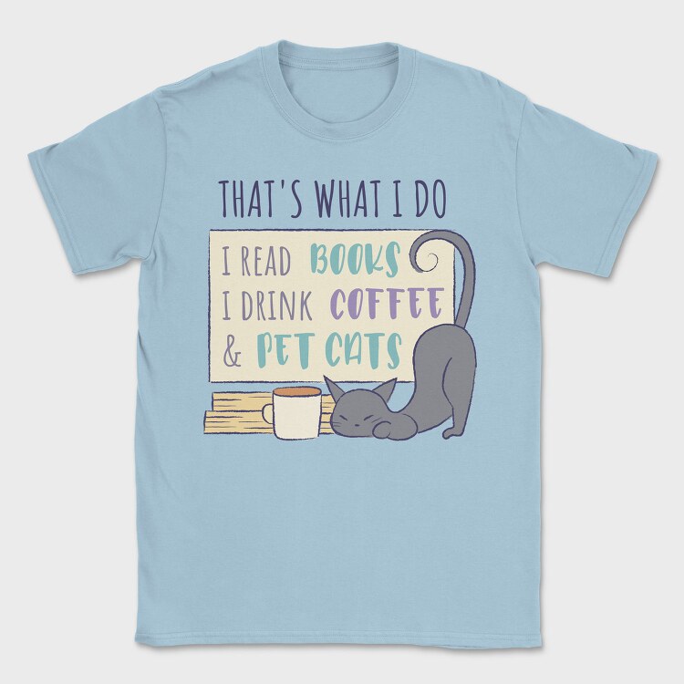 Books Cats And Coffee Pet, Tricou Barbati (Unisex)