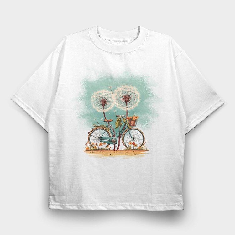 Dandelions Bike, Tricou Oversize Barbati (Unisex)