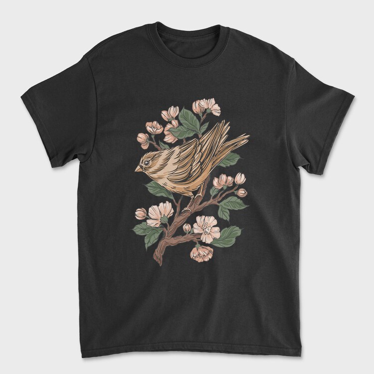Sparrow Cherry Blossom, Tricou Barbati (Unisex)