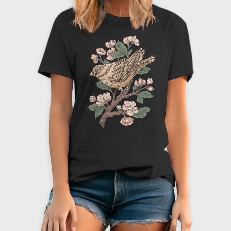 Sparrow Cherry Blossom, Tricou Barbati (Unisex)