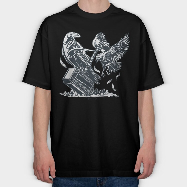 Hammer And Crow Birds Crown, Tricou Oversize Barbati (Unisex)