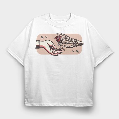Hands And Rose, Tricou Oversize Barbati (Unisex)
