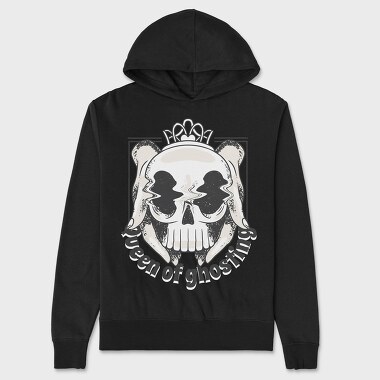 Hands With Skull Queen Of Ghosting Anti Valentines, Hanorac Oversize Barbati (Unisex)