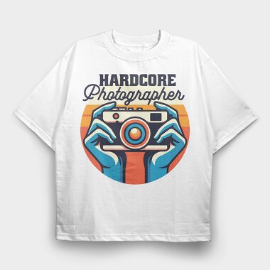 Hardcore Photographer, Tricou Oversize Barbati (Unisex)