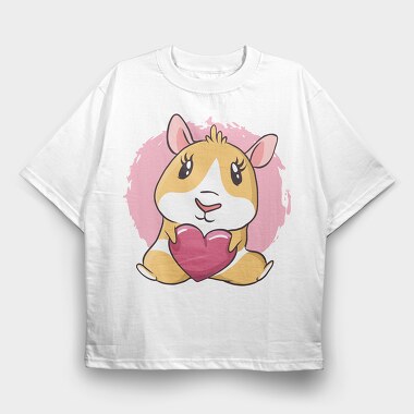 Heart Guinea Pig With, Tricou Oversize Barbati (Unisex)