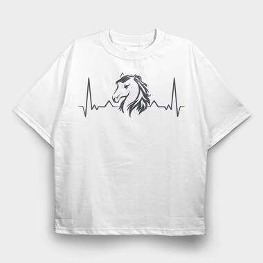 Heartbeat Horse, Tricou Oversize Barbati (Unisex)