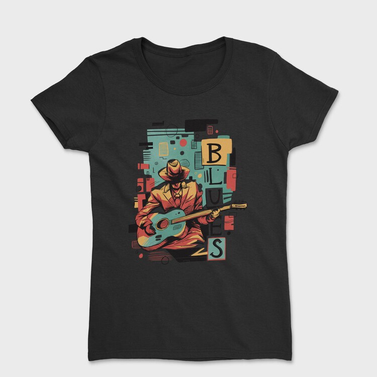 Blues Musician Abstract Music, Tricou Femei