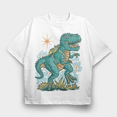 T Rex School Backpack, Tricou Oversize Barbati (Unisex)