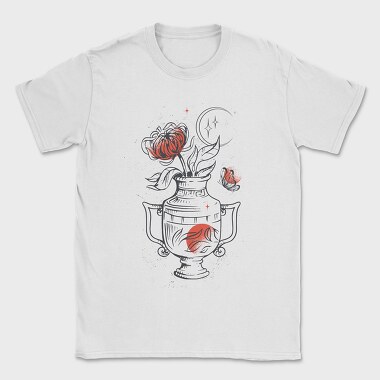 Tattoo Floral Vase Chrysanthemum Moon Red Black, Tricou Barbati (Unisex)