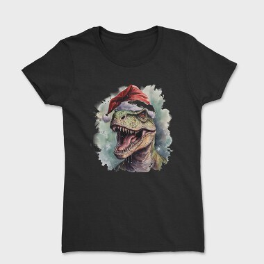 T Rex Wearing A Santa Hat Dinosaur Xmas, Tricou Femei