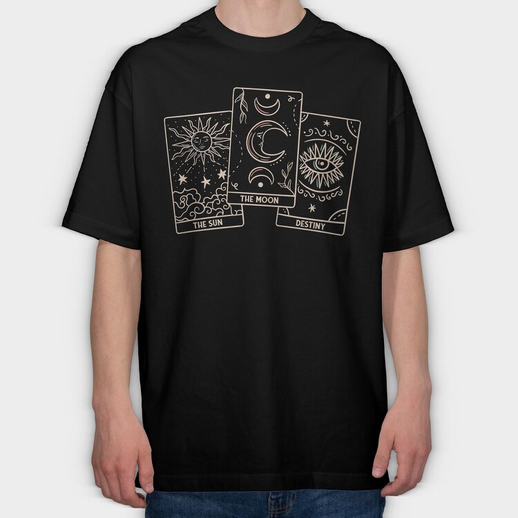 Tarot Cards Spiritual Sun Moon Destiny, Tricou Oversize Barbati (Unisex)