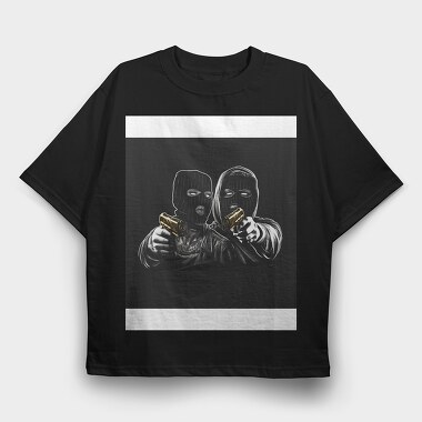 Thief Couple Crime Throw Pillow Couple With Guns, Tricou Oversize Barbati (Unisex)