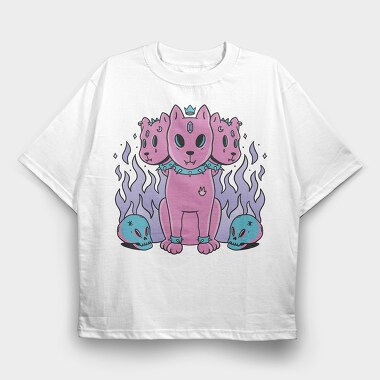 Three Headed Dog Pastel Goth Pink, Tricou Oversize Barbati (Unisex)