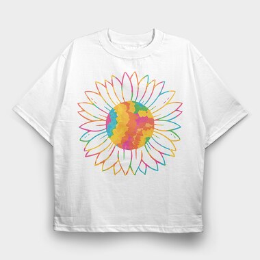 Tie Dye Sunflower, Tricou Oversize Barbati (Unisex)