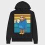 Tired Sloth Drinking Coffee Lazy Retro Sunset, Hanorac Oversize Barbati (Unisex)