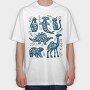 Blue Animals Cut Out Scandinavian Art, Tricou Oversize Barbati (Unisex)