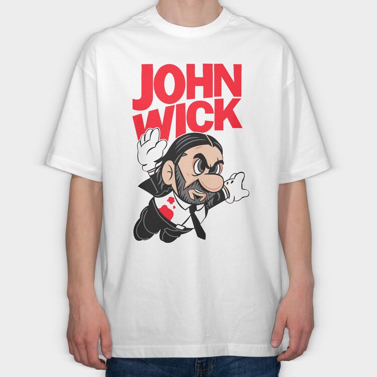 John Wick Mario, Tricou Oversize Barbati (Unisex)