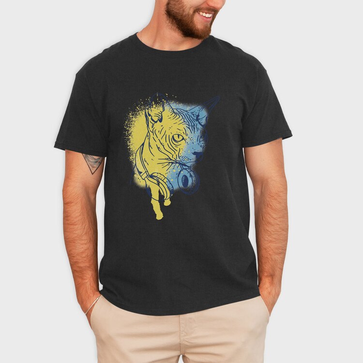 Sphynx Cat Headphones, Tricou Barbati (Unisex)
