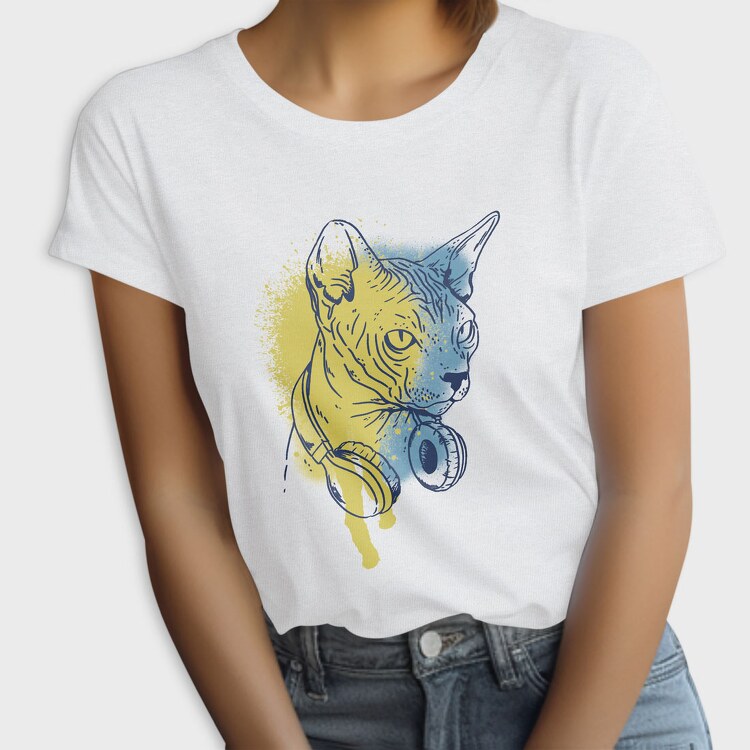 Sphynx Cat Headphones, Tricou Femei