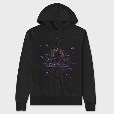 Libra Floral Zodiac Sign 07, Hanorac Oversize Barbati (Unisex)