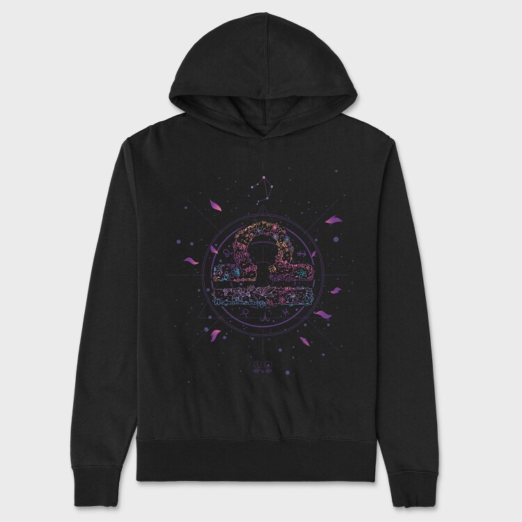 Libra Floral Zodiac Sign 07, Hanorac Oversize Barbati (Unisex)