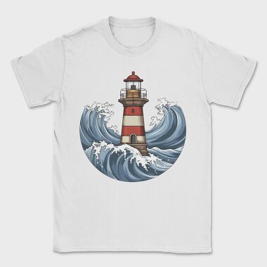 Lighthouse And Waves Sea, Tricou Barbati (Unisex)