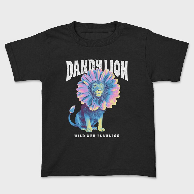 Lion Animal With Sunflower Head Flower, Tricou Copii