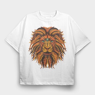 Lion Mandala Illustration Color 001, Tricou Oversize Barbati (Unisex)